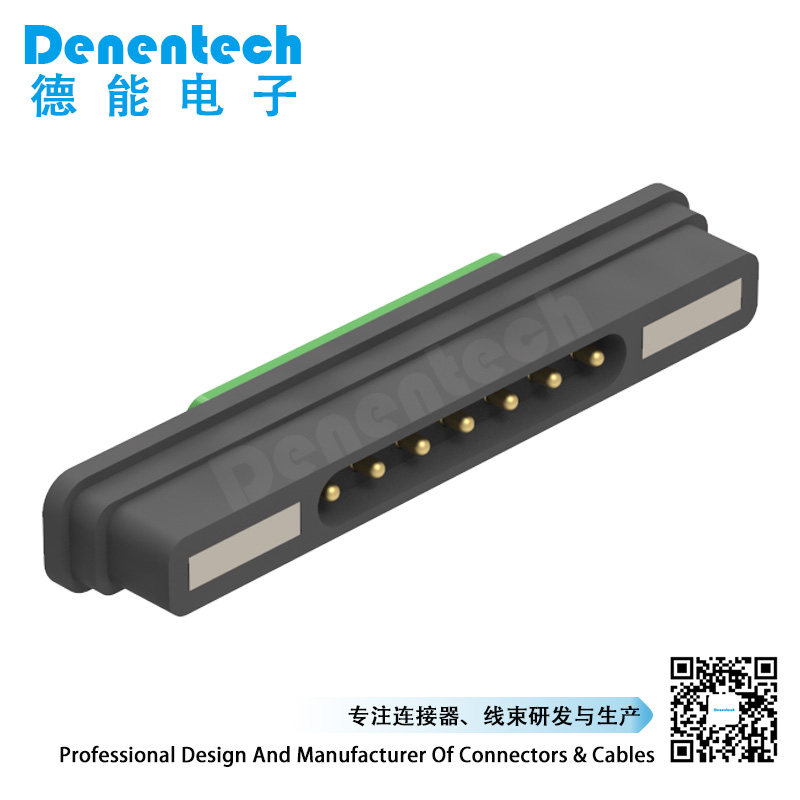 Denentech customized Rectangular magnetic pogo pin 7P straight male pogo pin magnetico